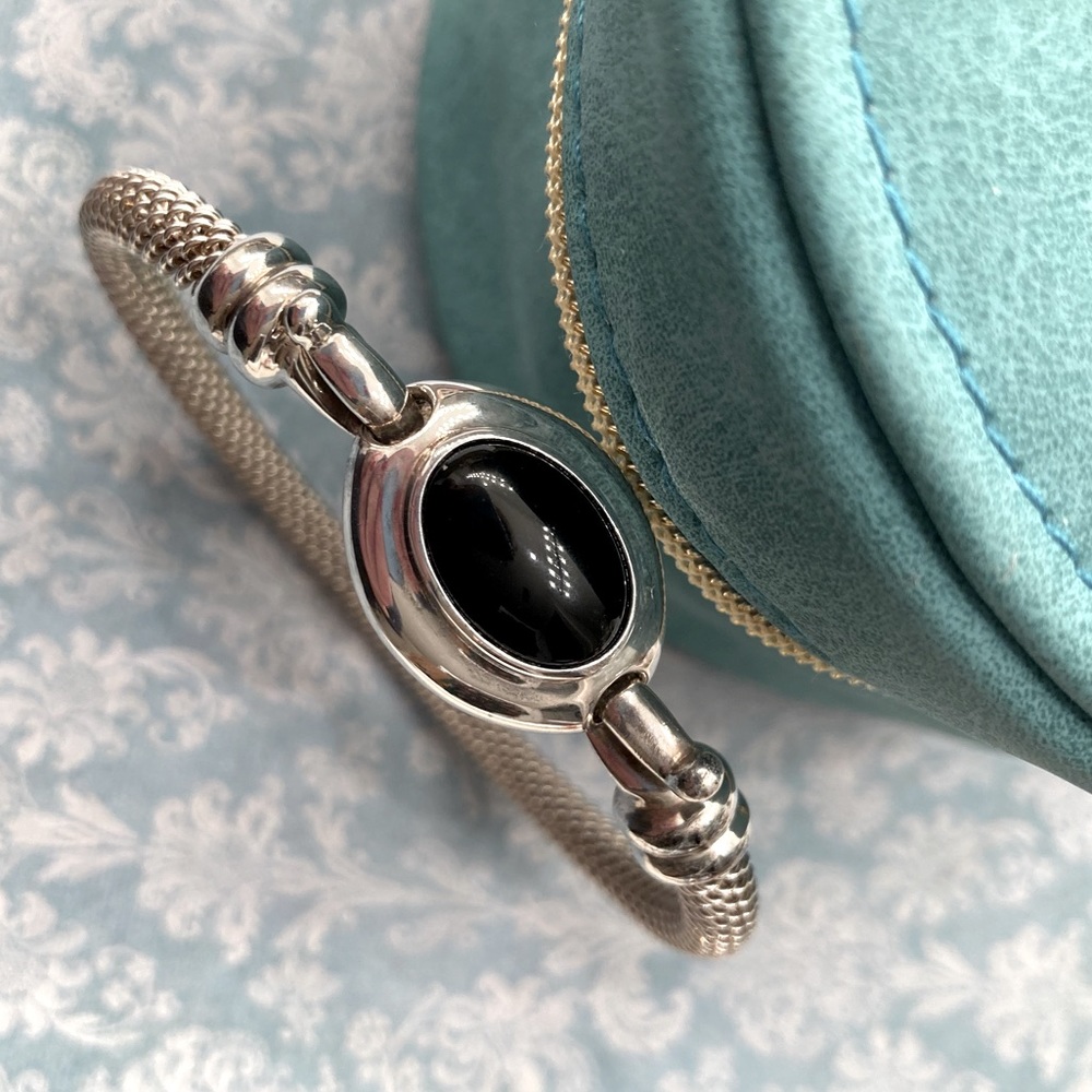 Joseph Esposito Sterling Silver & Onyx Bangle